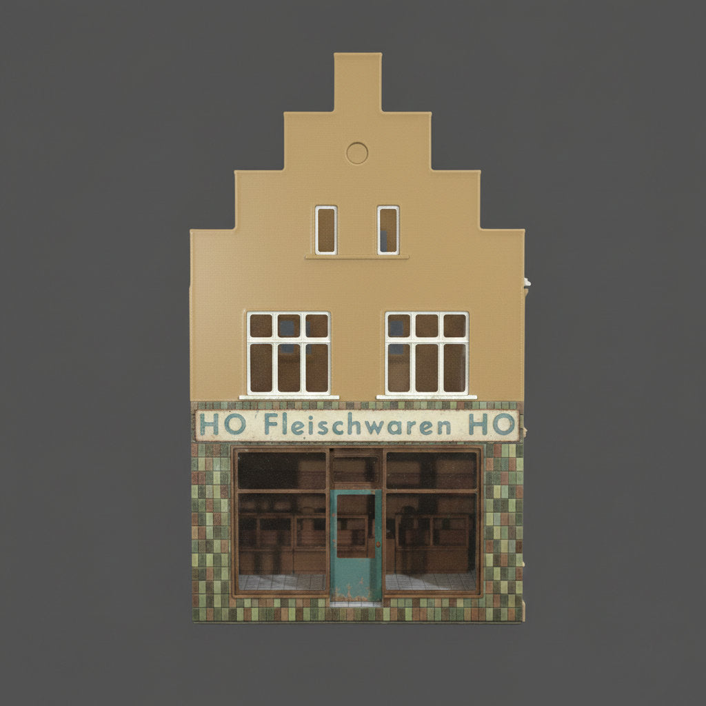 Farbbeispiel für die Fassadengestaltung des H0 Stadthauses mit grünen Kachelelementen.